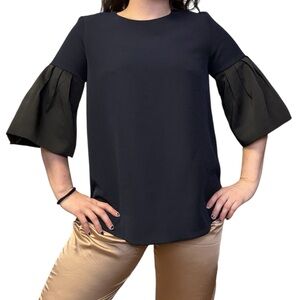 Avon Lane by Tuckernuck Harper Bell Sleeve Blouse Navy Black Size Small
